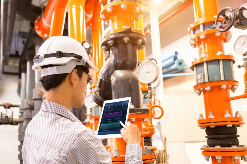 Asian engineer maintenance checking technical data of  system equipment Condenser Water pump and pressure gauge , chiller water pump with pressure gauge.; Shutterstock ID 1347538712; Purchase Order: purchase_order